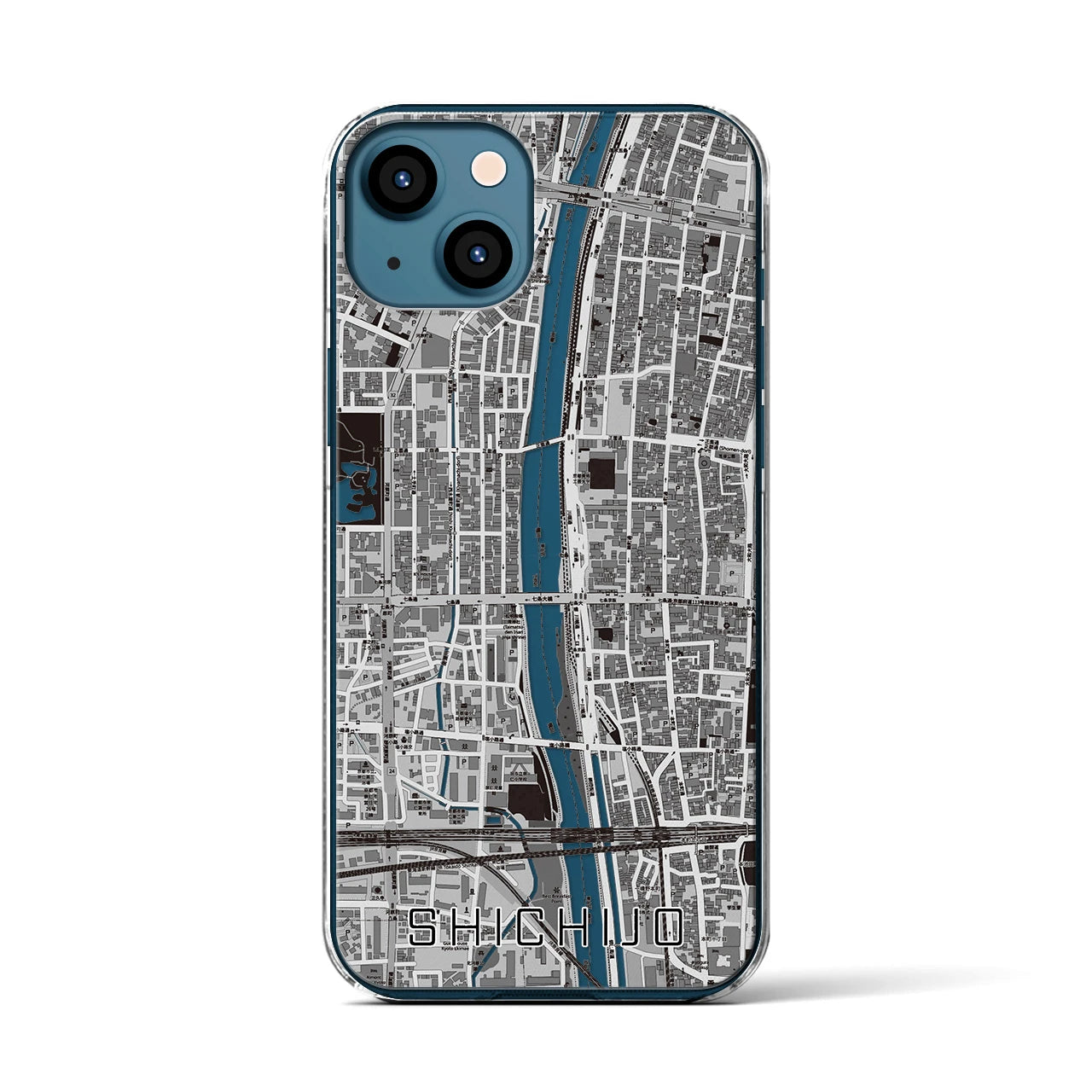 【七条（京都府）】地図柄iPhoneケース（クリアタイプ）