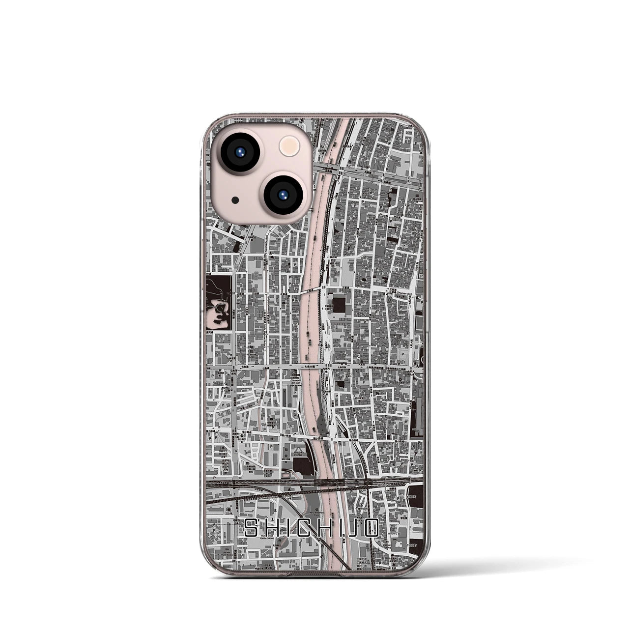 【七条（京都府）】地図柄iPhoneケース（クリアタイプ）