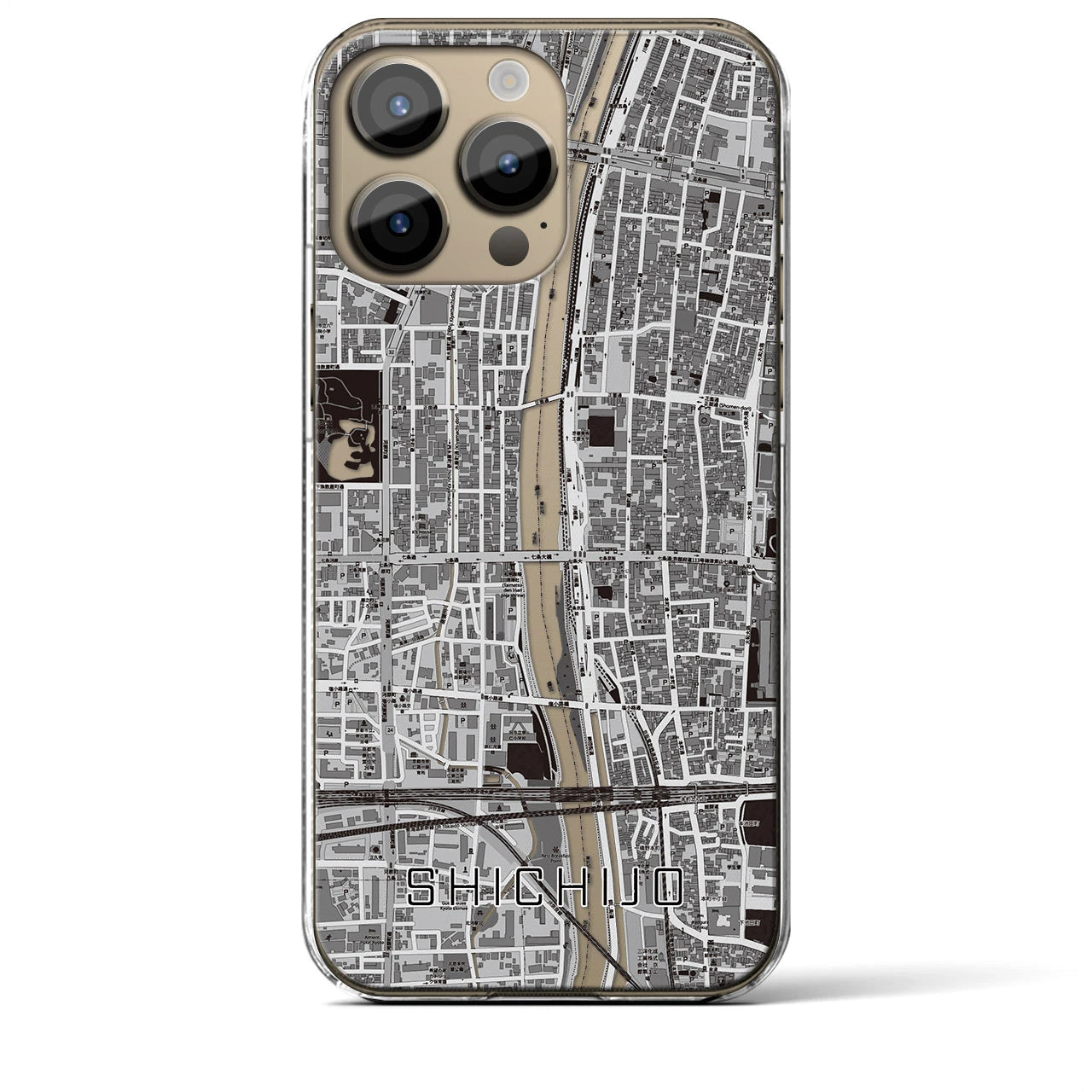 【七条（京都府）】地図柄iPhoneケース（クリアタイプ）
