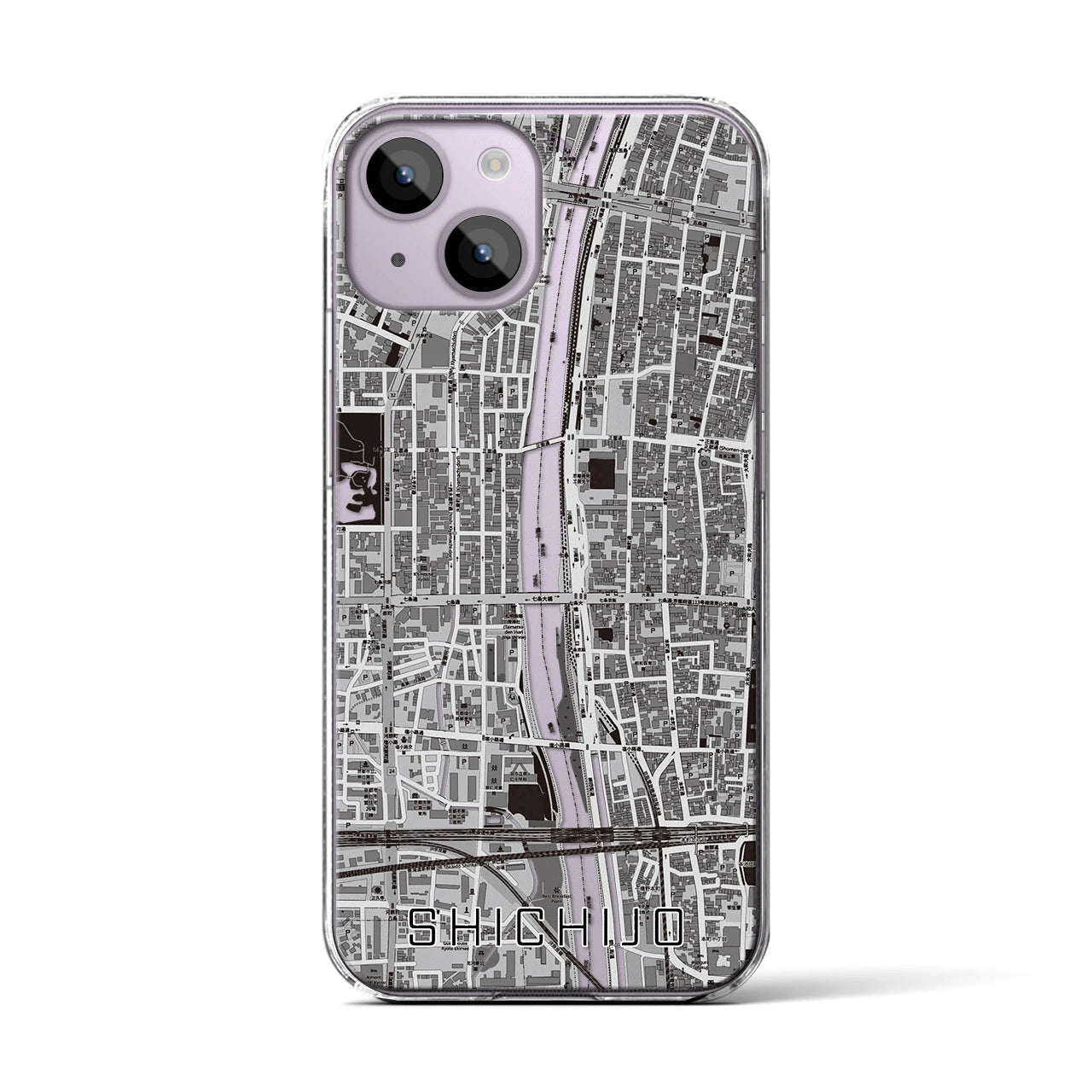 【七条（京都府）】地図柄iPhoneケース（クリアタイプ）