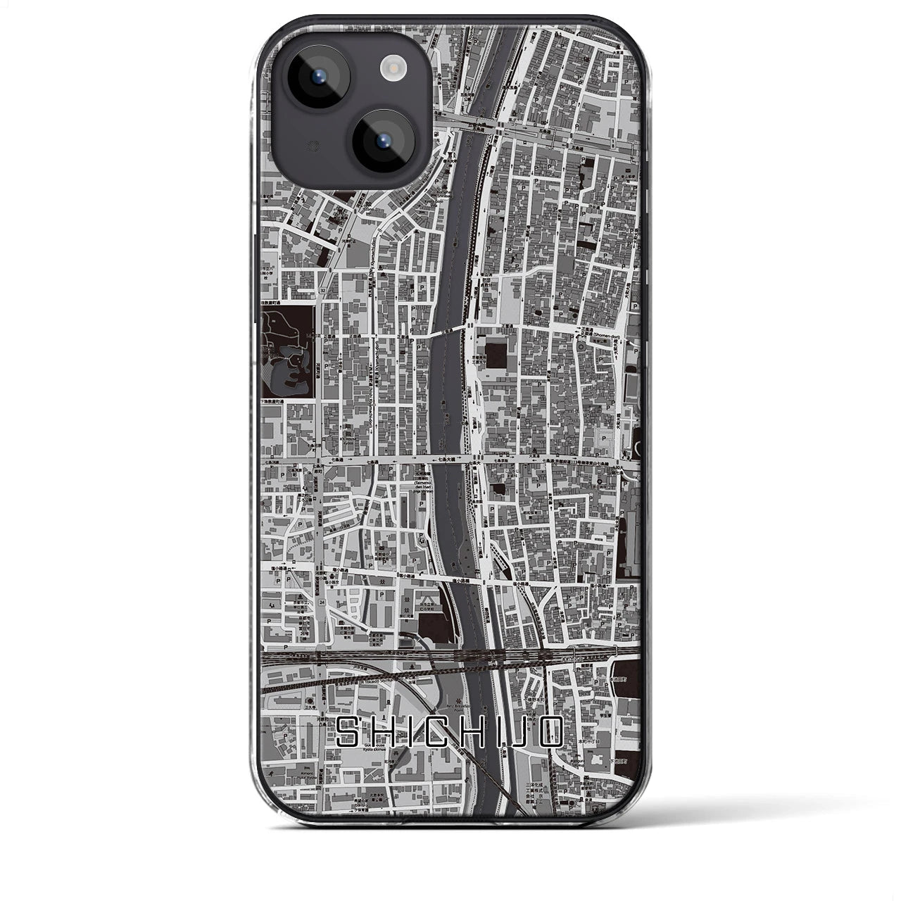 【七条（京都府）】地図柄iPhoneケース（クリアタイプ）