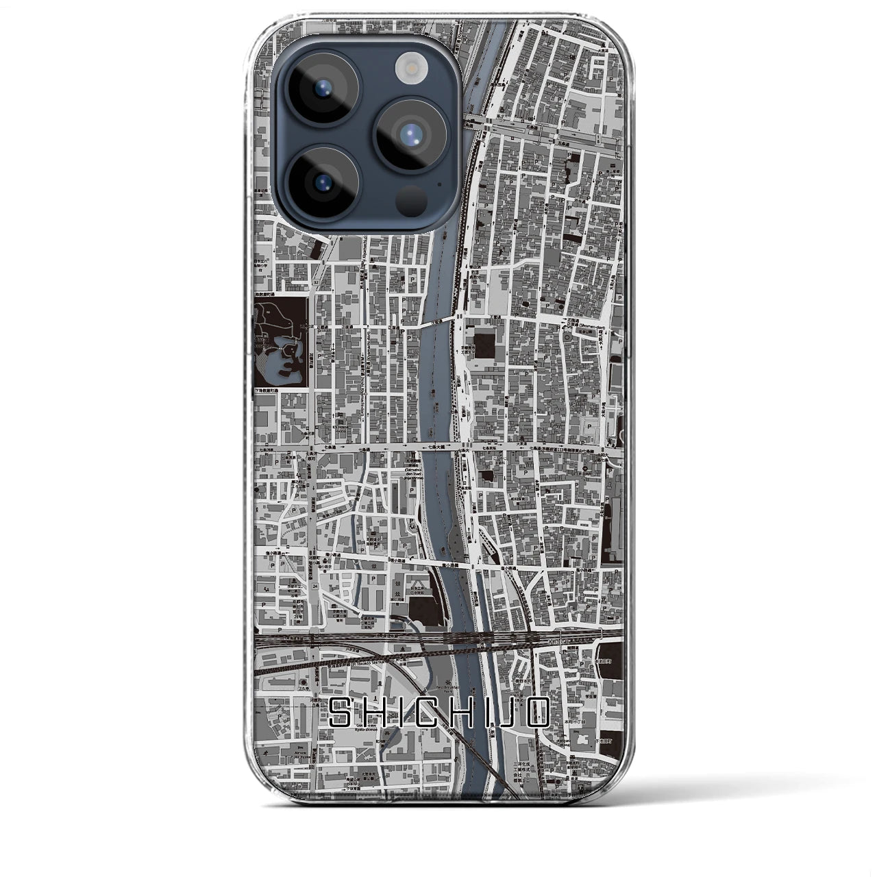 【七条（京都府）】地図柄iPhoneケース（クリアタイプ）