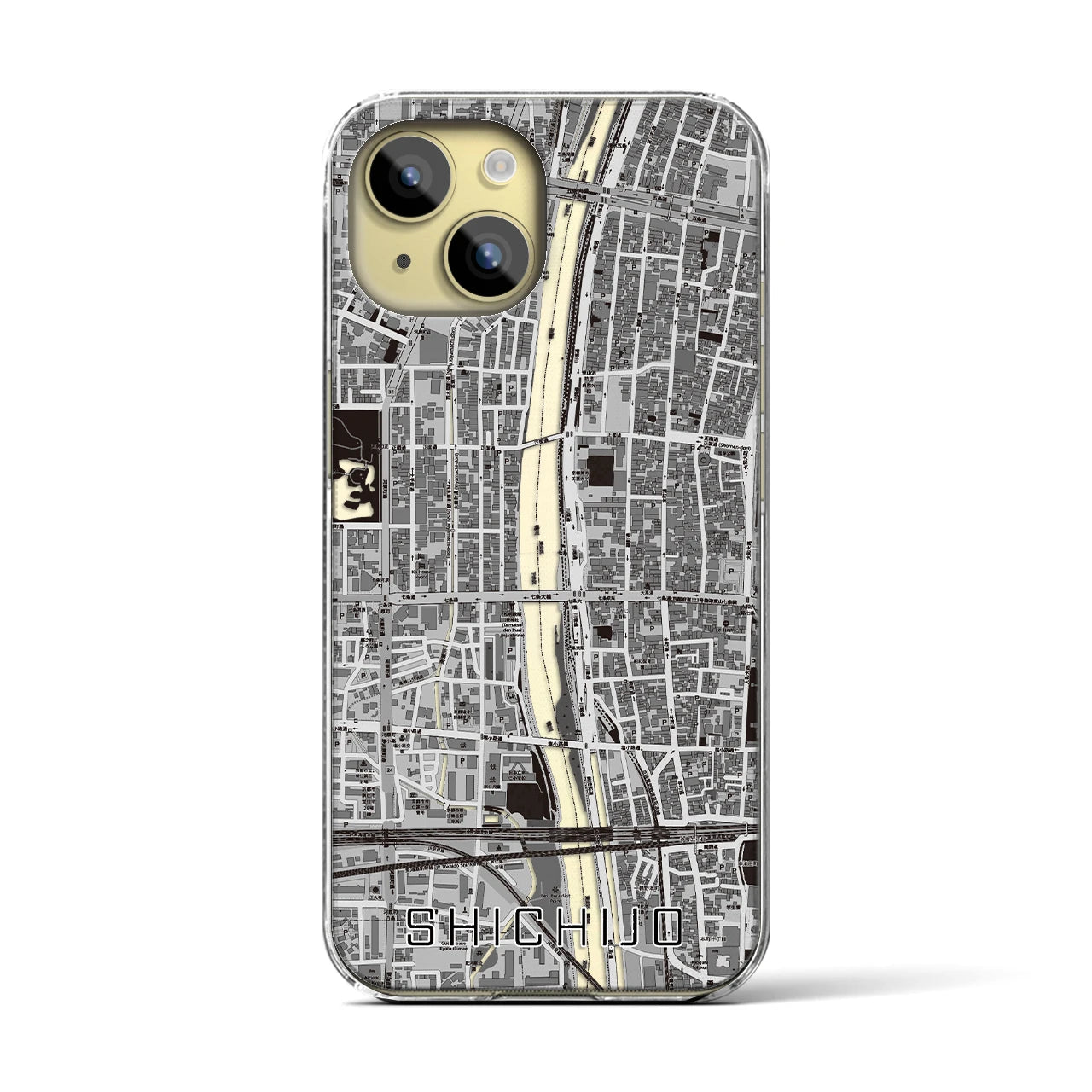 【七条（京都府）】地図柄iPhoneケース（クリアタイプ）