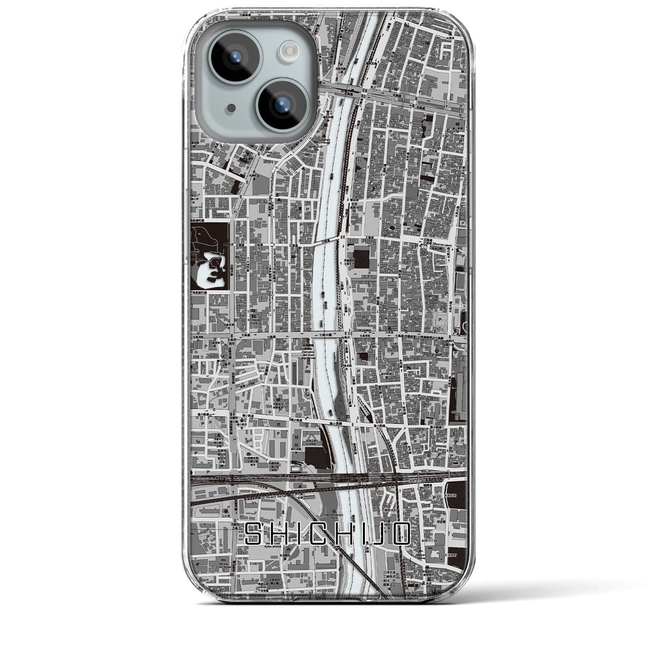 【七条（京都府）】地図柄iPhoneケース（クリアタイプ）