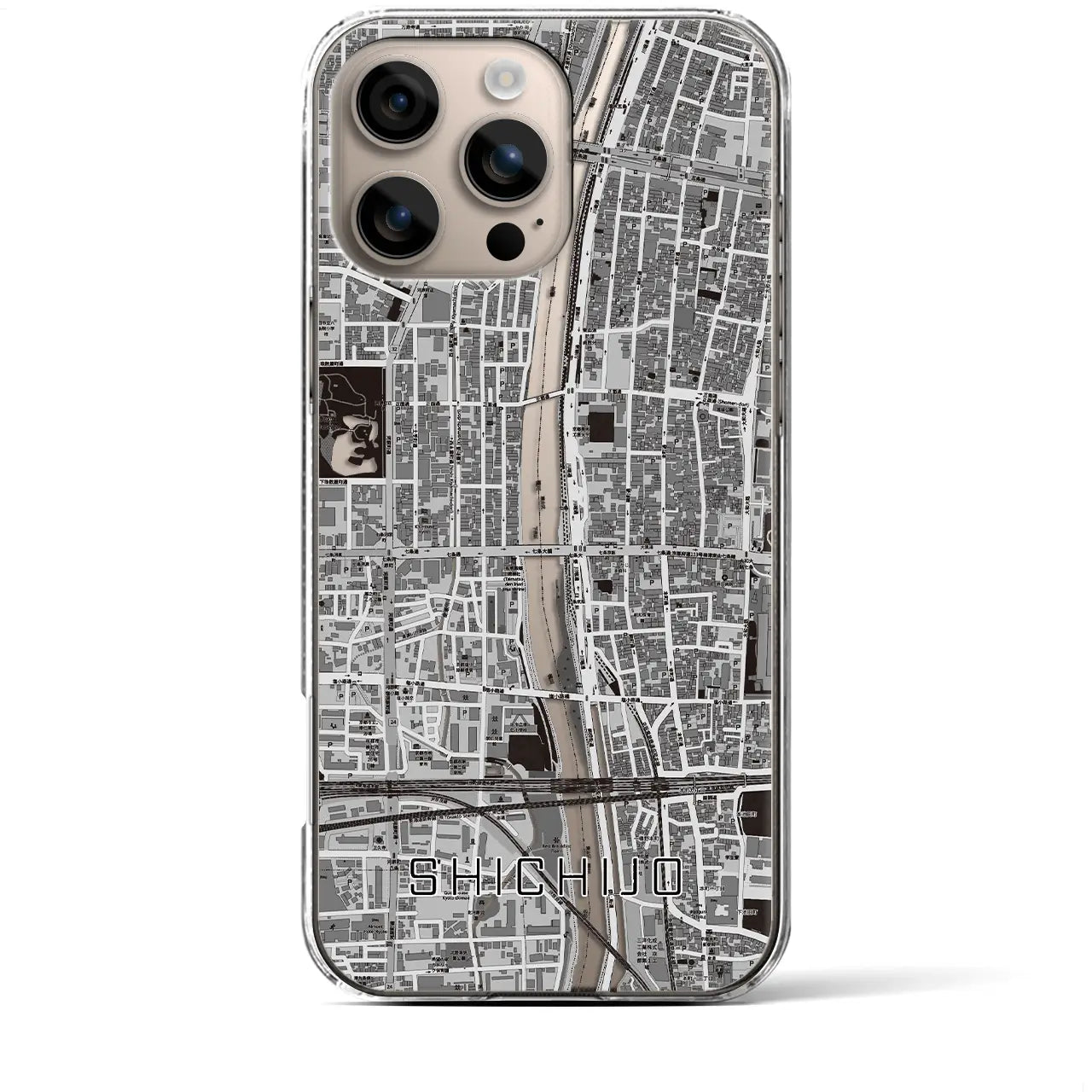【七条（京都府）】地図柄iPhoneケース（クリアタイプ）