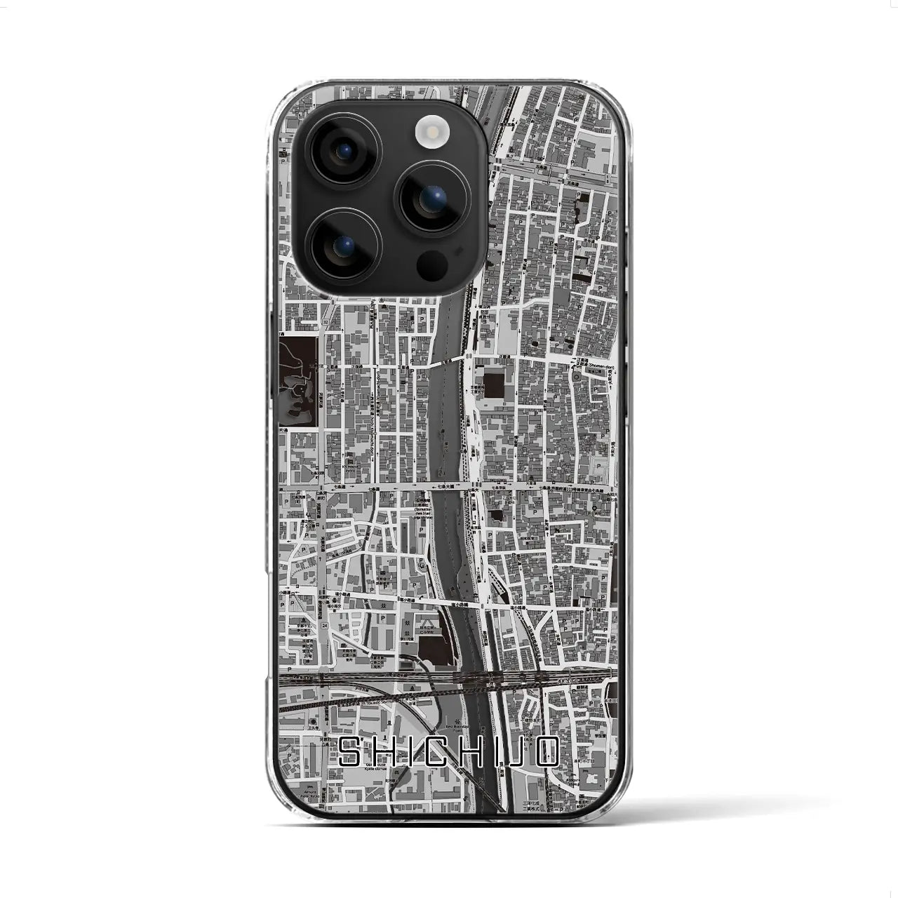 【七条（京都府）】地図柄iPhoneケース（クリアタイプ）