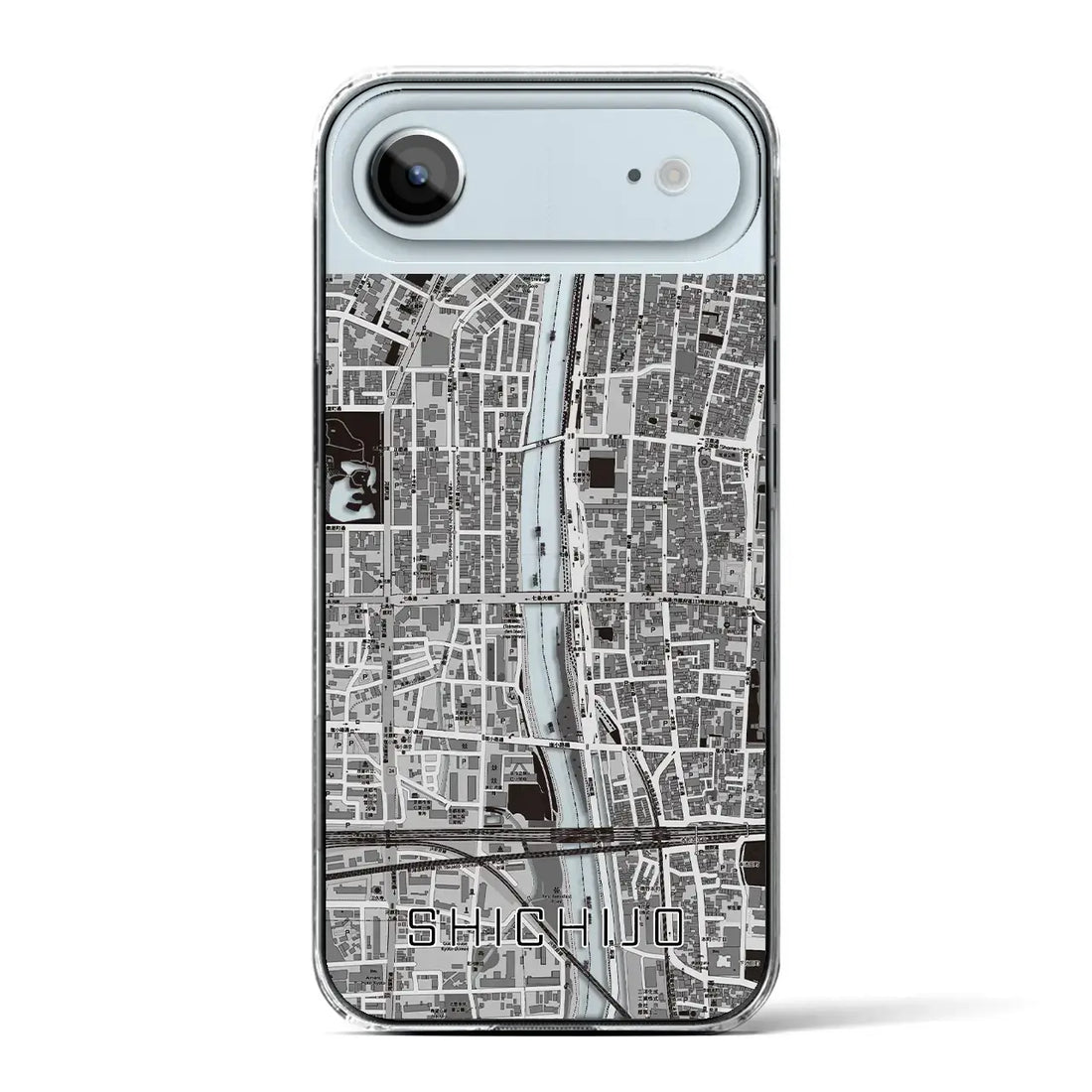 【七条(京都府)】地図柄iPhoneケース(クリアタイプ)モノトーン・iPhone 17 Pro Max 用
