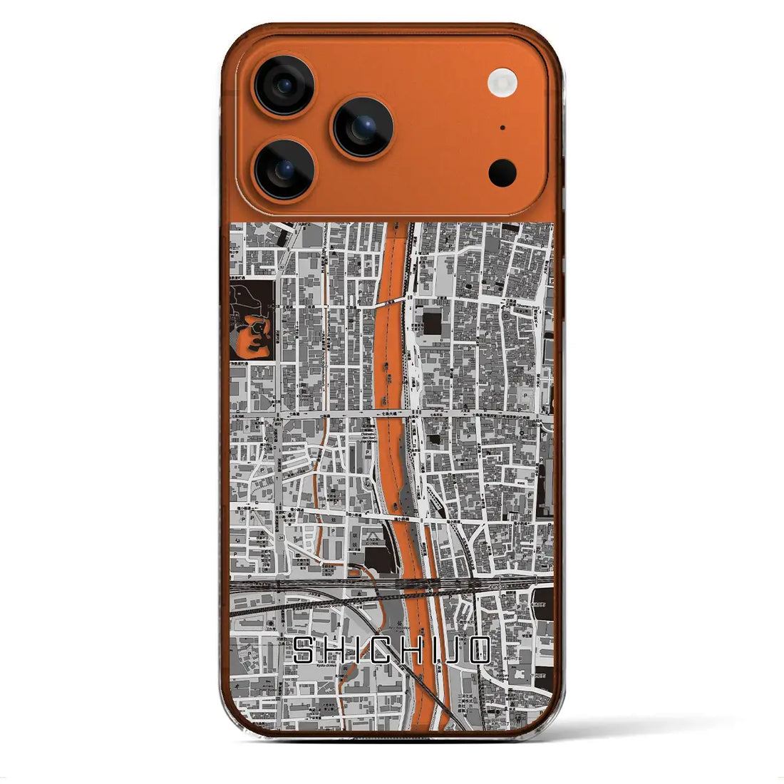 【七条（京都府）】地図柄iPhoneケース（クリアタイプ）