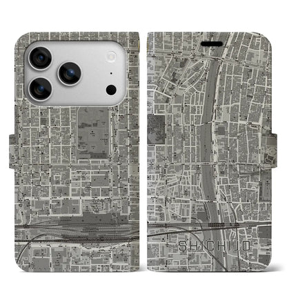 【七条（京都府）】地図柄iPhoneケース（手帳タイプ）