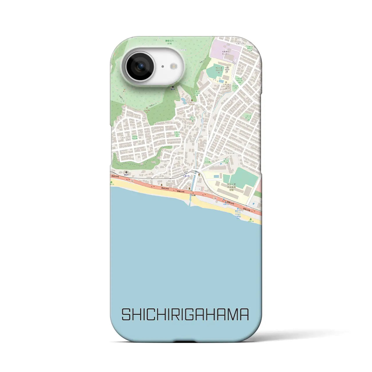 【七里ヶ浜（神奈川県）】地図柄iPhoneケース（バックカバータイプ）