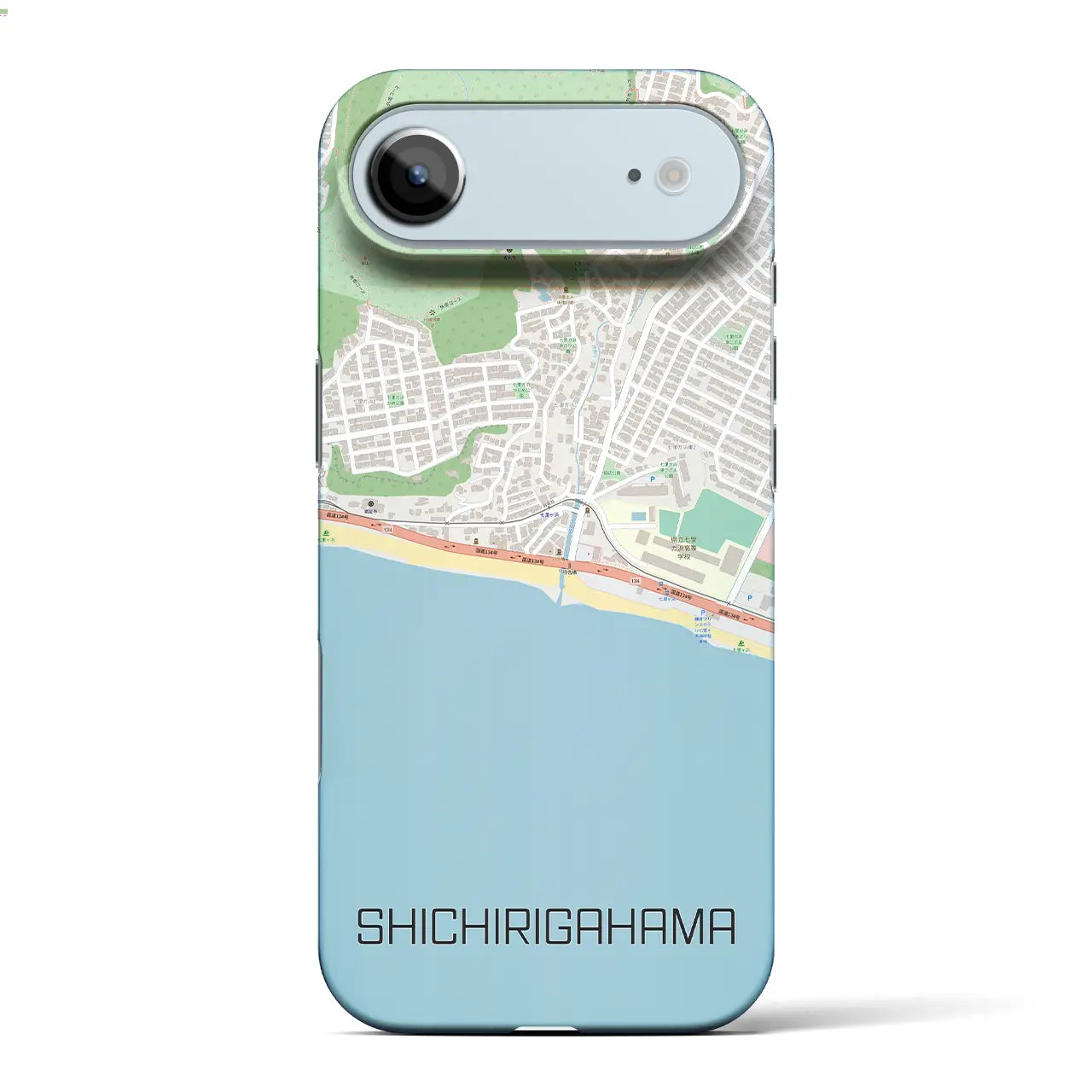 【七里ヶ浜（神奈川県）】地図柄iPhoneケース（バックカバータイプ）