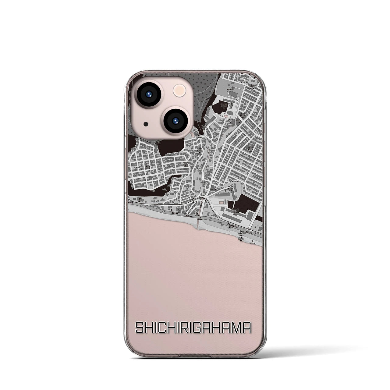 【七里ヶ浜（神奈川県）】地図柄iPhoneケース（クリアタイプ）