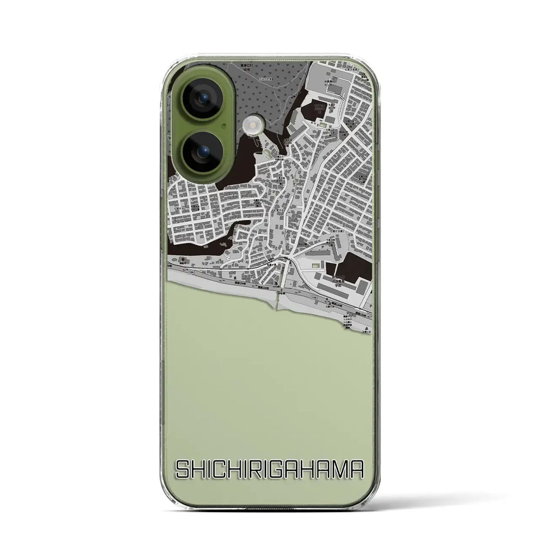 【七里ヶ浜（神奈川県）】地図柄iPhoneケース（クリアタイプ）モノトーン・iPhone 17 Pro Max 用