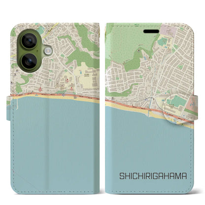 【七里ヶ浜（神奈川県）】地図柄iPhoneケース（手帳タイプ）