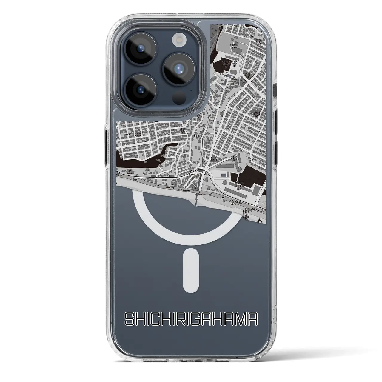 【七里ヶ浜（神奈川県）】地図柄iPhoneケース（MagSafeタイプ）