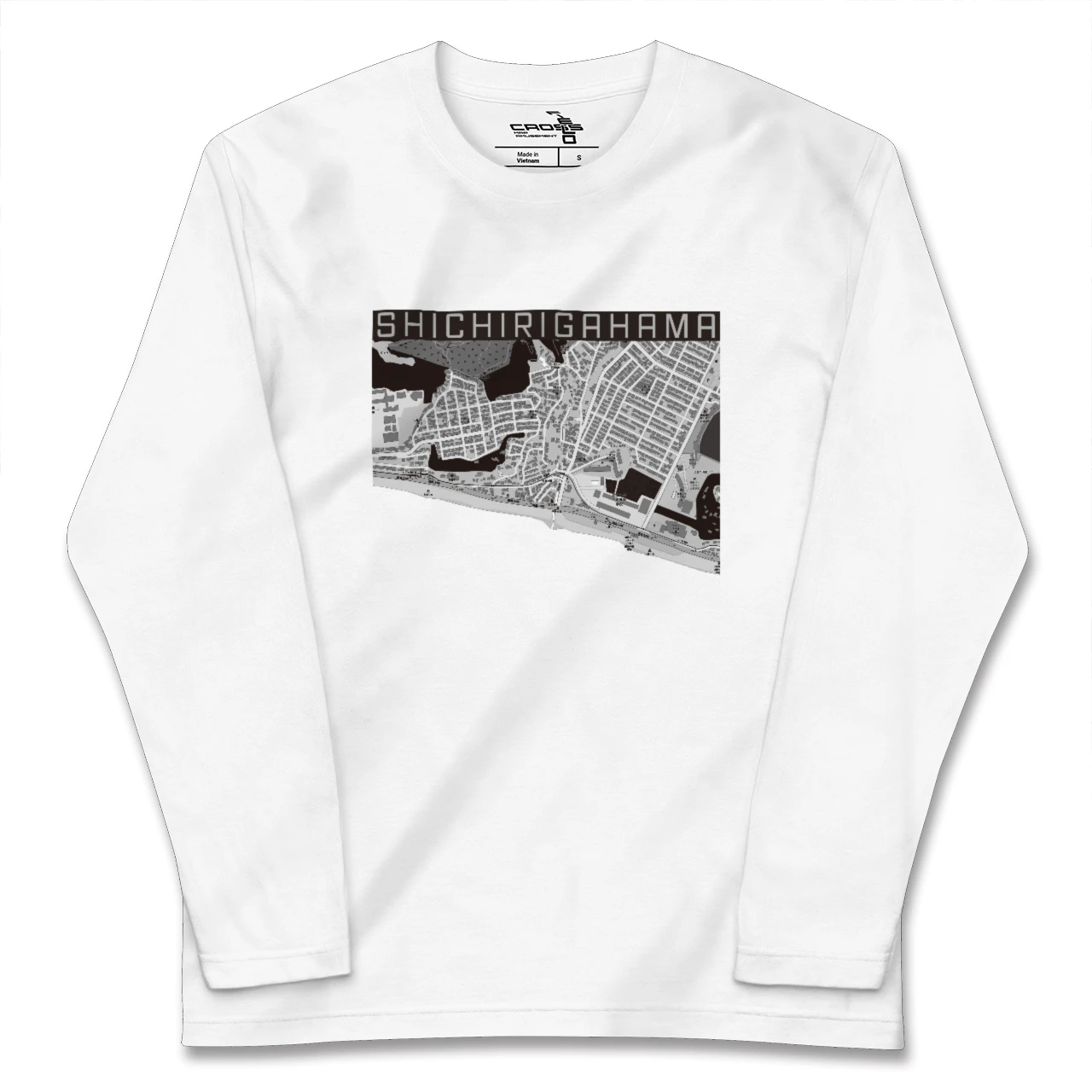 【七里ヶ浜（神奈川県）】地図柄ロングスリーブTシャツ