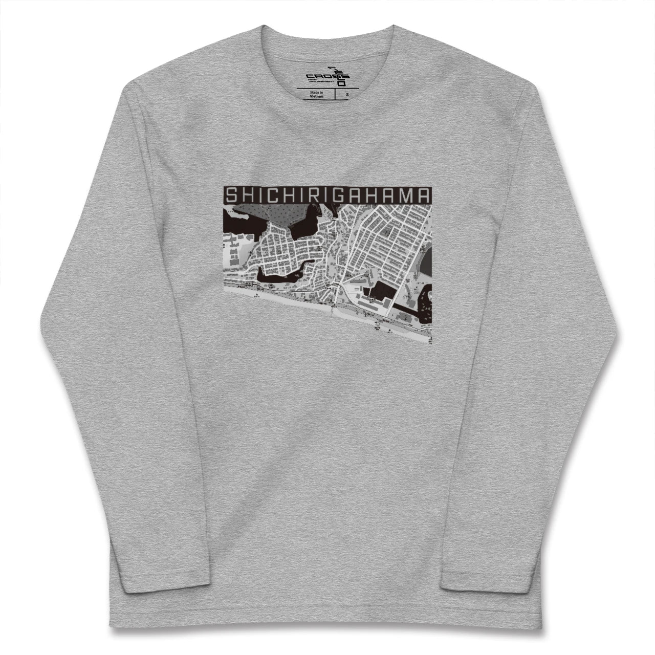 【七里ヶ浜（神奈川県）】地図柄ロングスリーブTシャツ