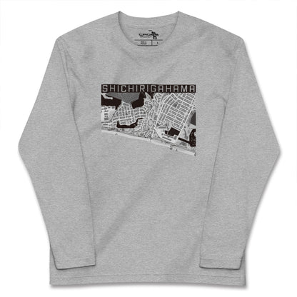 【七里ヶ浜（神奈川県）】地図柄ロングスリーブTシャツ