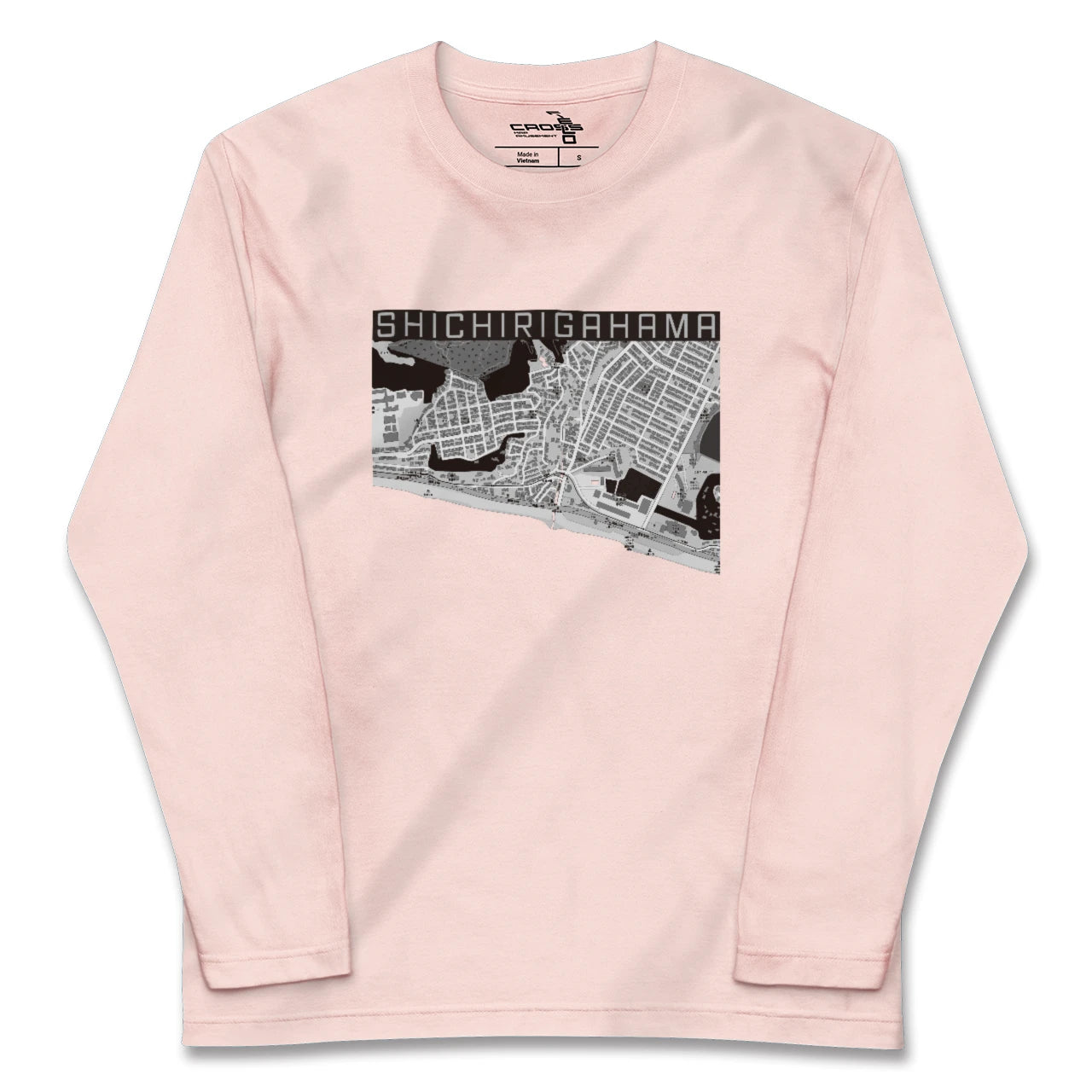 【七里ヶ浜（神奈川県）】地図柄ロングスリーブTシャツ