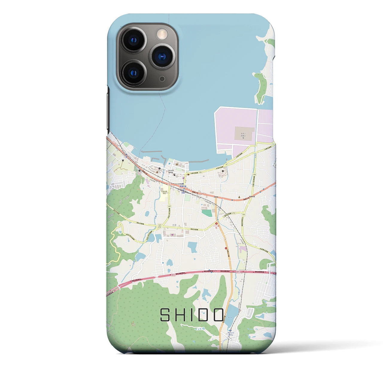 【志度】地図柄iPhoneケース（バックカバータイプ・ナチュラル）iPhone 11 Pro Max 用