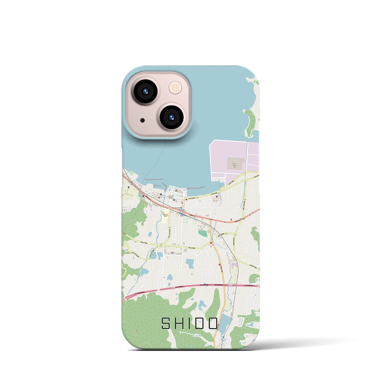 【志度】地図柄iPhoneケース（バックカバータイプ・ナチュラル）iPhone 13 mini 用