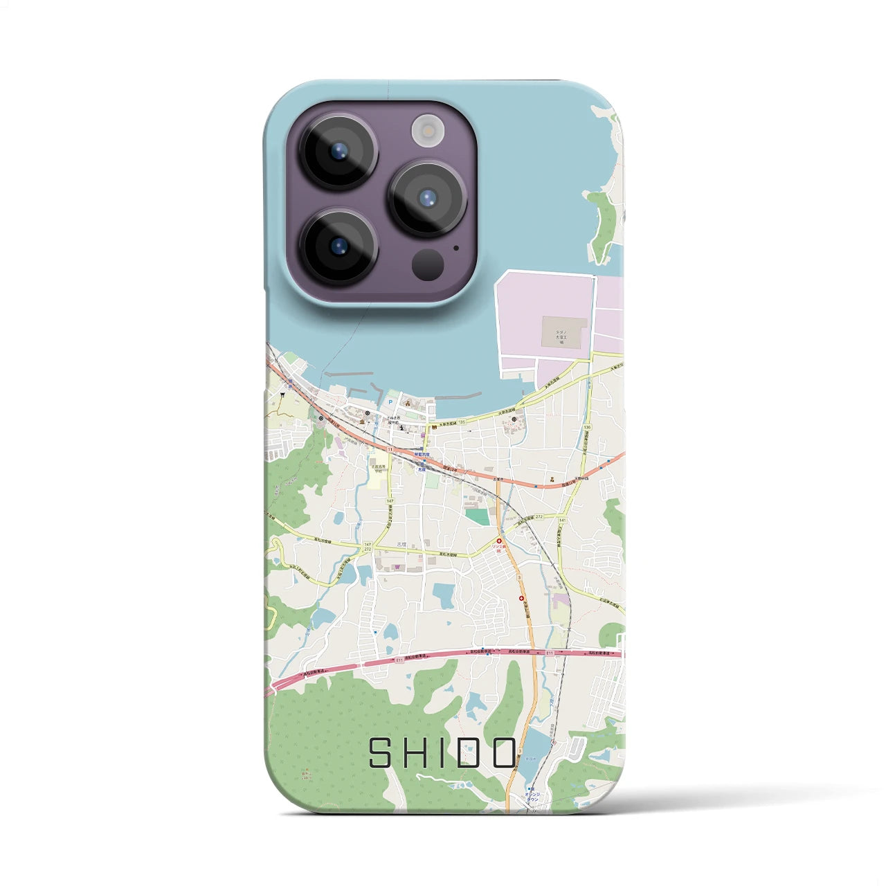 【志度】地図柄iPhoneケース（バックカバータイプ・ナチュラル）iPhone 14 Pro 用