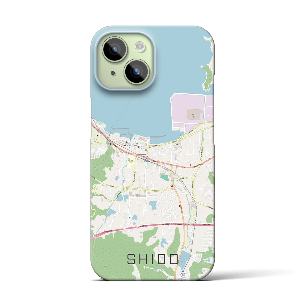 【志度】地図柄iPhoneケース（バックカバータイプ・ナチュラル）iPhone 15 用