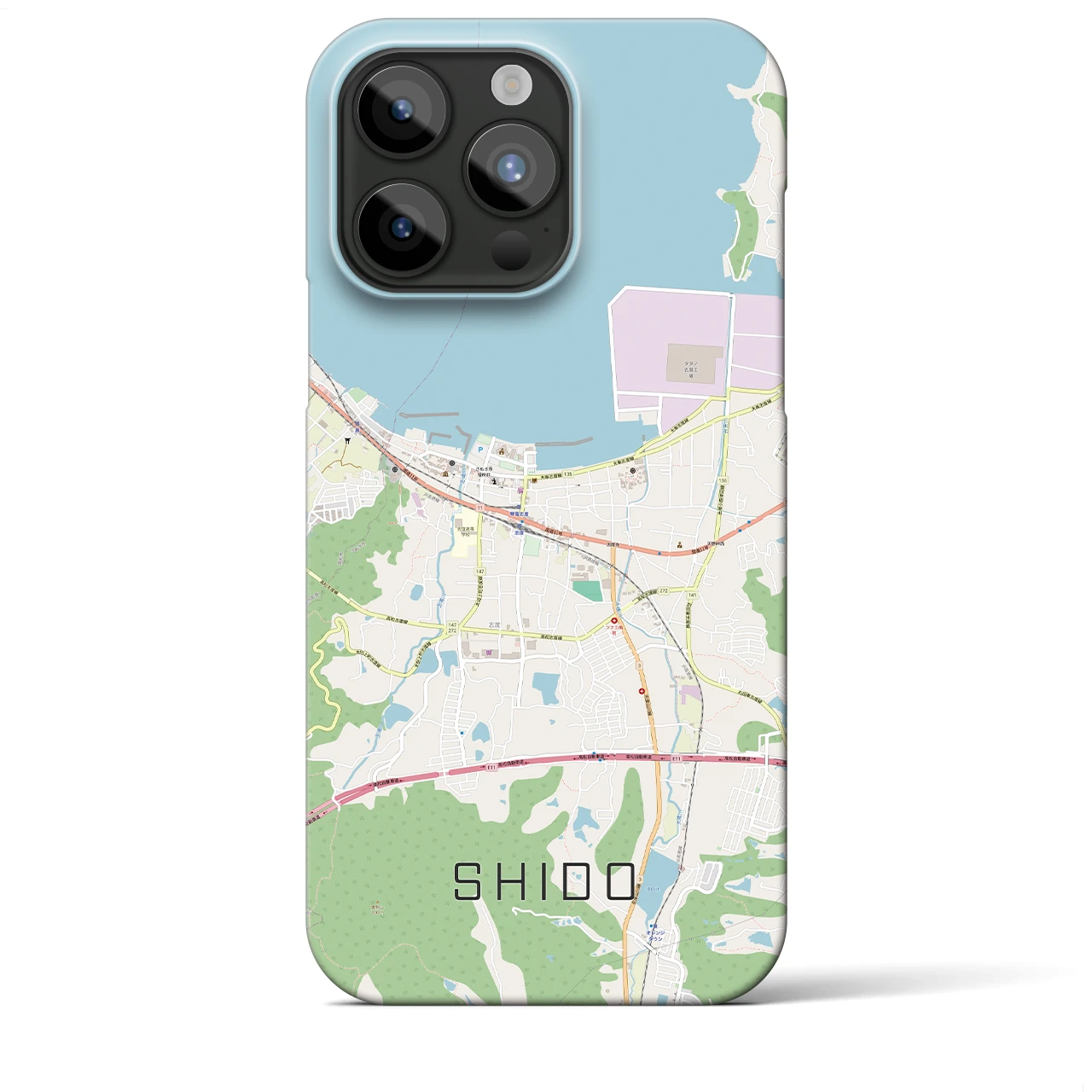 【志度】地図柄iPhoneケース（バックカバータイプ・ナチュラル）iPhone 15 Pro Max 用