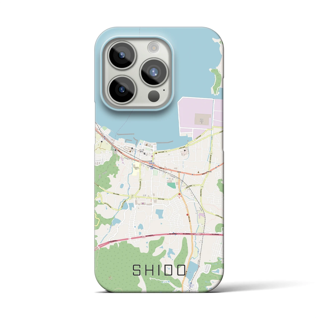 【志度】地図柄iPhoneケース（バックカバータイプ・ナチュラル）iPhone 15 Pro 用