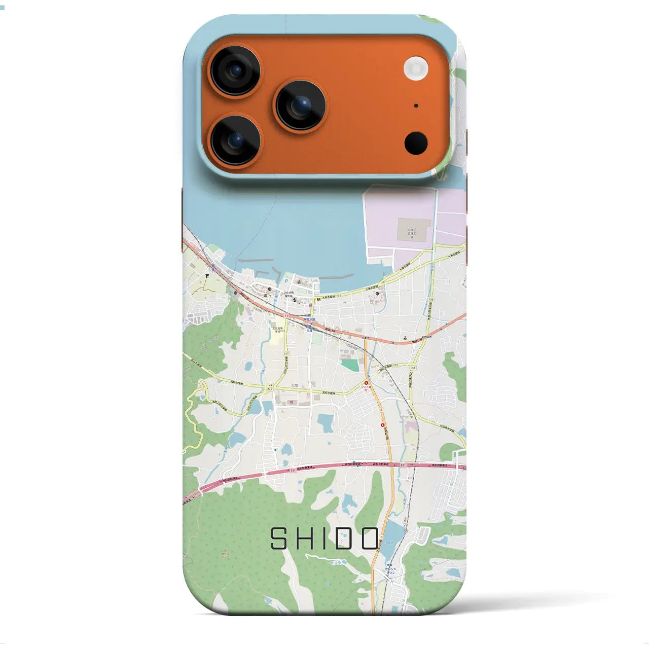 【志度（香川県）】地図柄iPhoneケース（バックカバータイプ）ブラック・iPhone 17 Pro Max 用