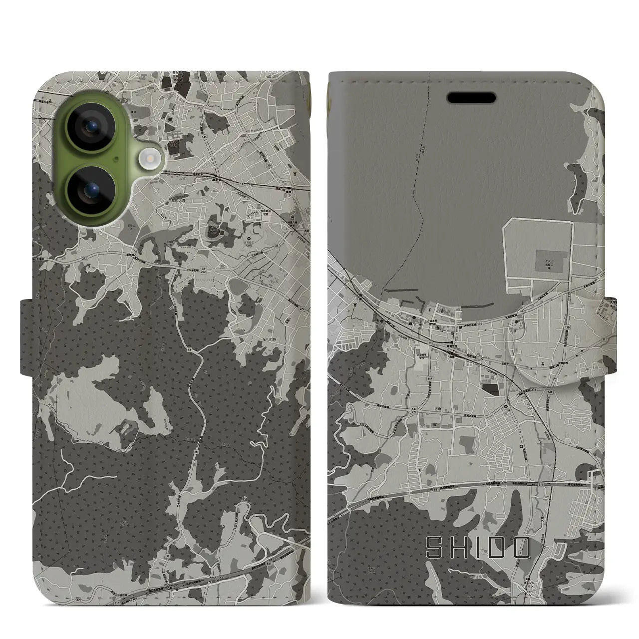 【志度（香川県）】地図柄iPhoneケース（手帳タイプ）