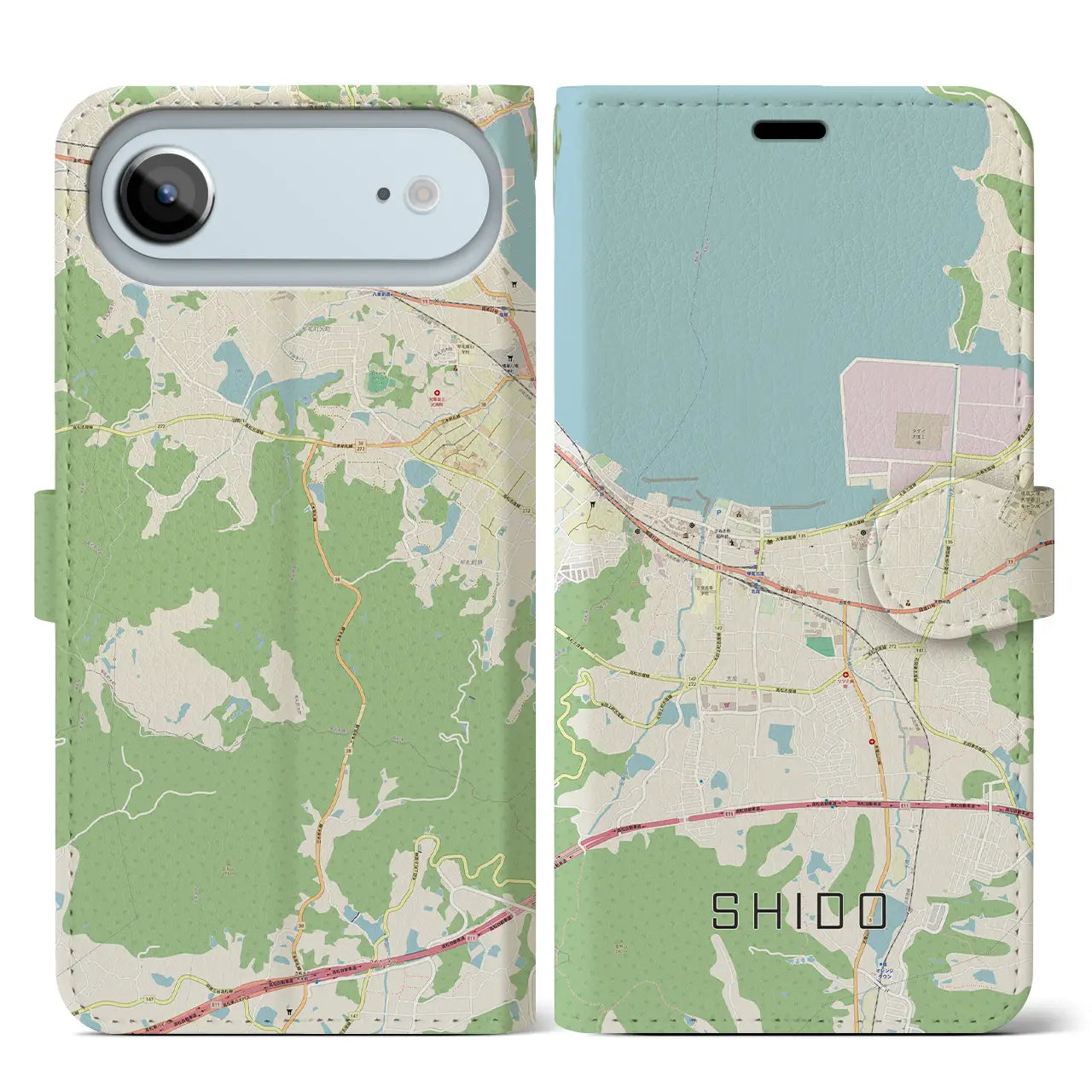 【志度（香川県）】地図柄iPhoneケース（手帳タイプ）