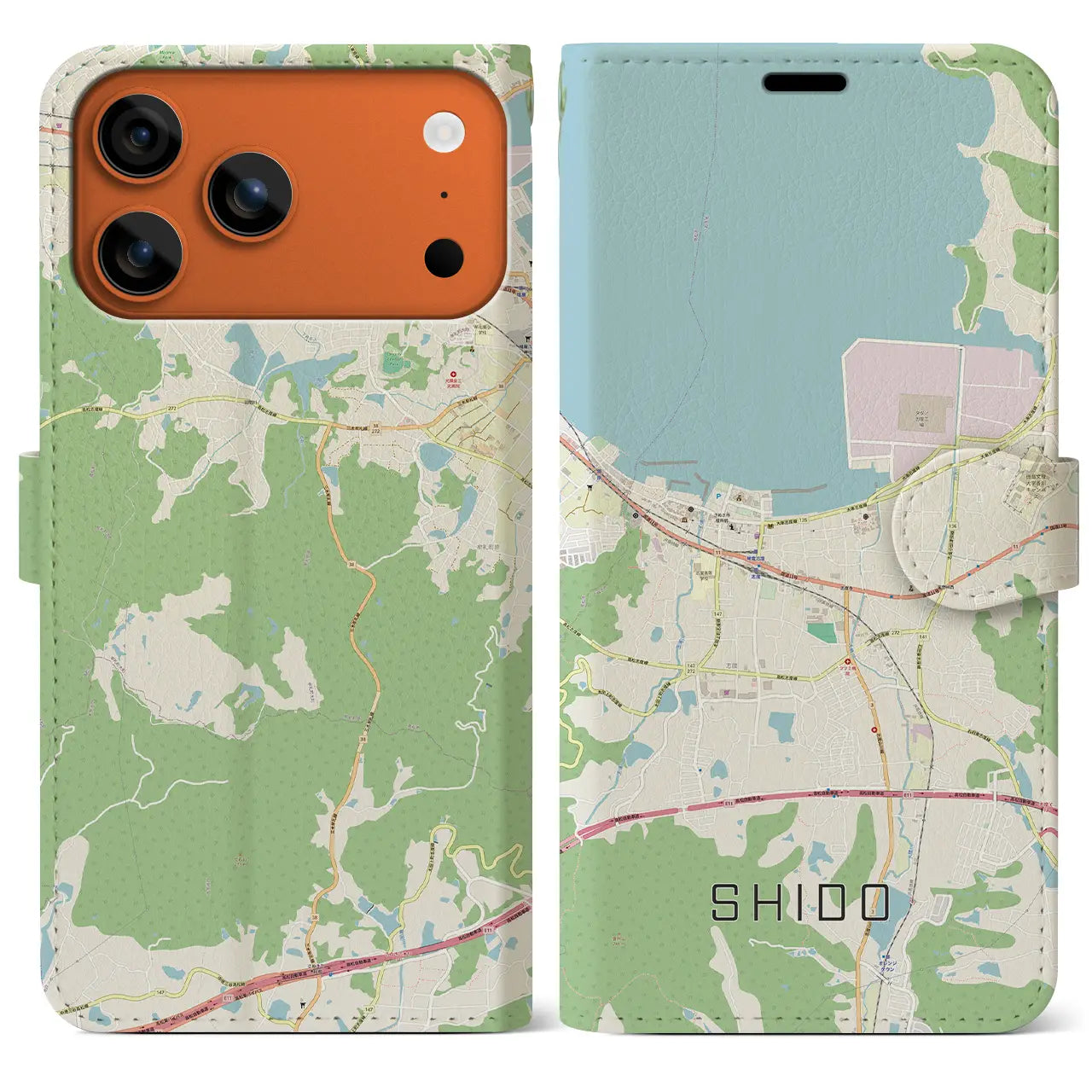 【志度（香川県）】地図柄iPhoneケース（手帳タイプ）