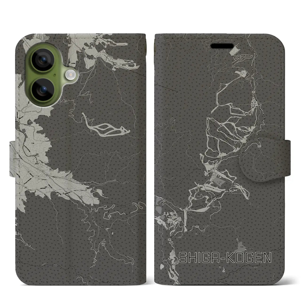 【志賀高原（長野県）】地図柄iPhoneケース（手帳タイプ）