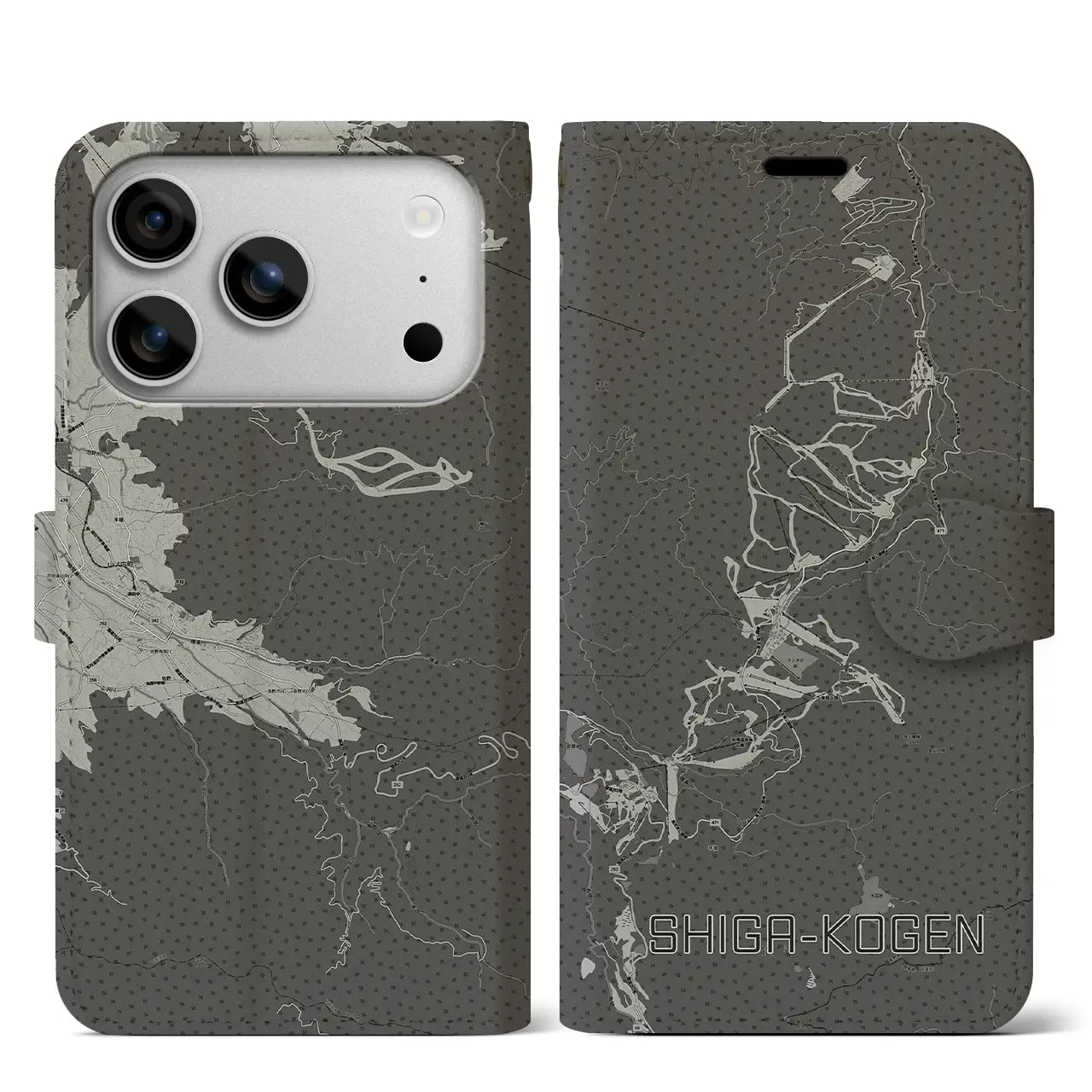 【志賀高原（長野県）】地図柄iPhoneケース（手帳タイプ）