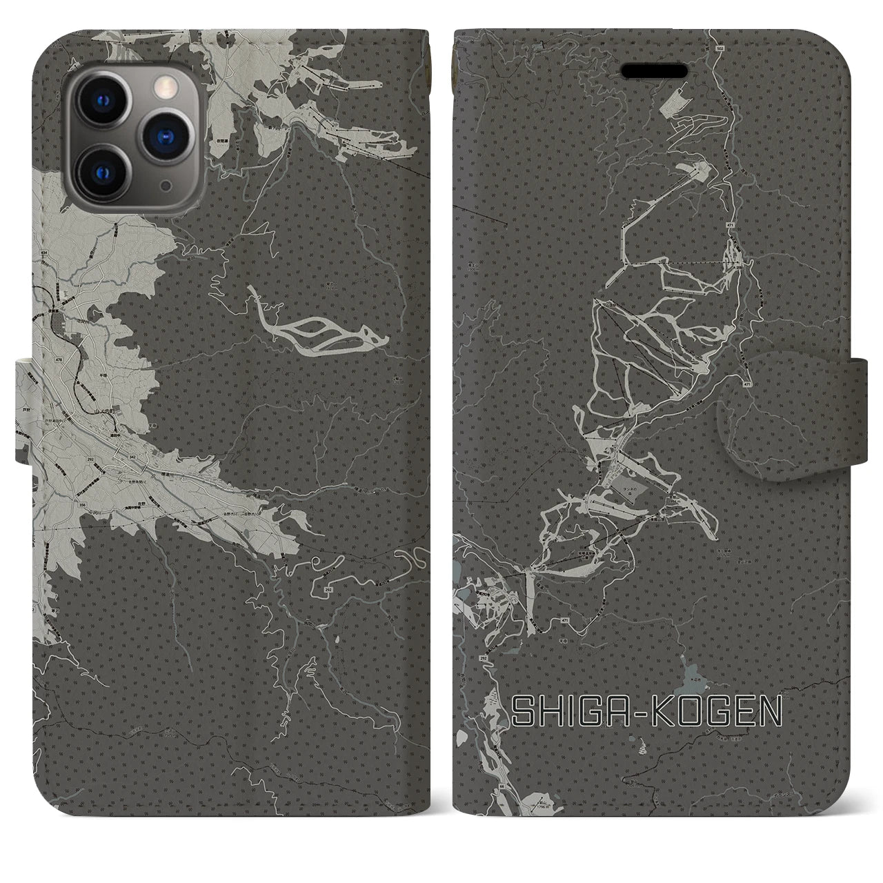 【志賀高原（長野県）】地図柄iPhoneケース（手帳タイプ）