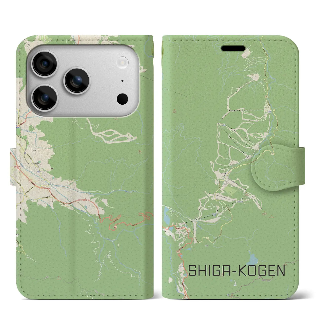 【志賀高原（長野県）】地図柄iPhoneケース（手帳タイプ）