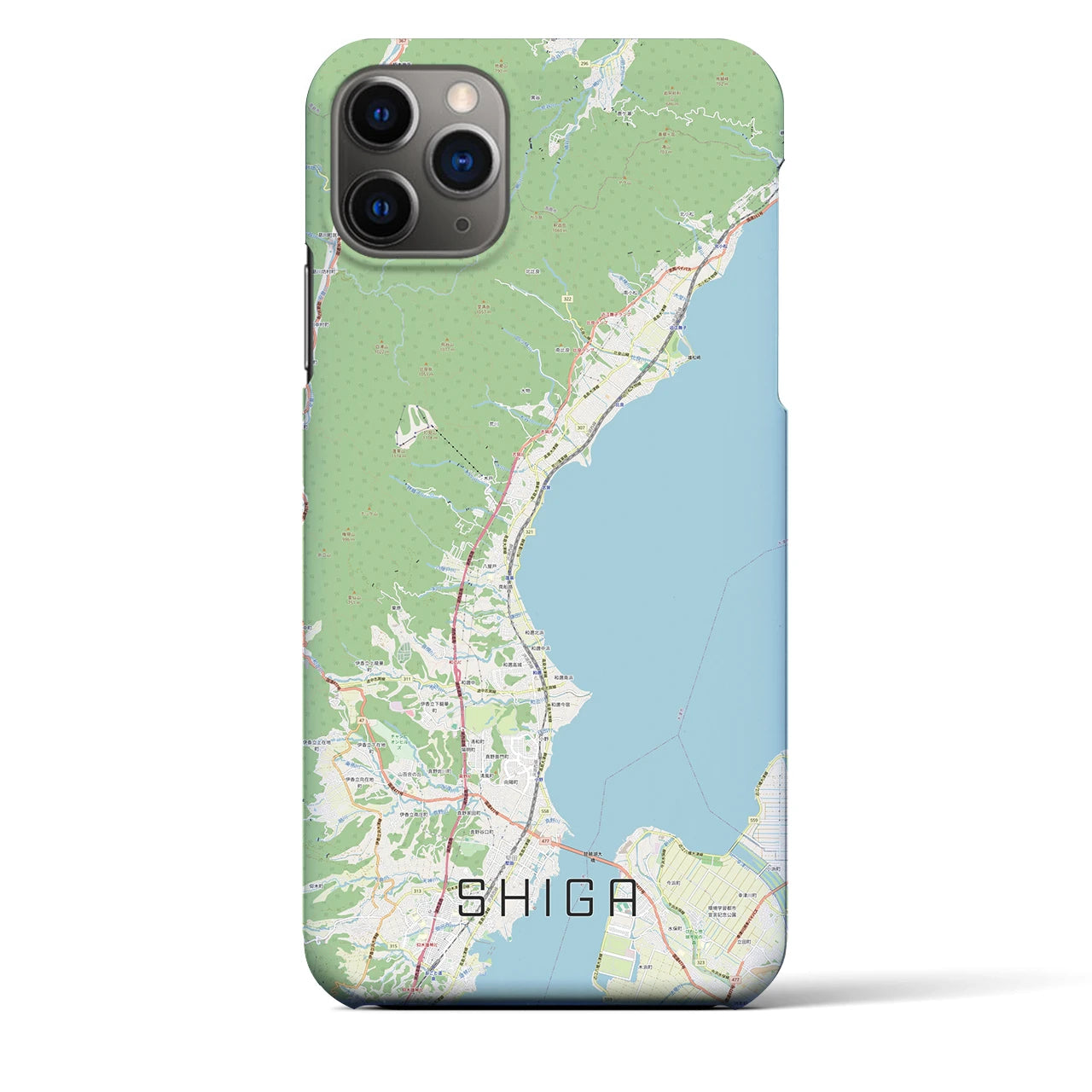 【志賀】地図柄iPhoneケース（バックカバータイプ・ナチュラル）iPhone 11 Pro Max 用