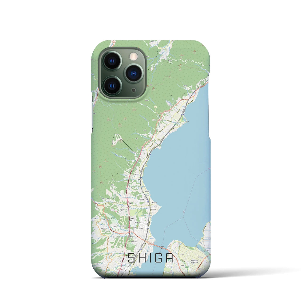 【志賀】地図柄iPhoneケース（バックカバータイプ・ナチュラル）iPhone 11 Pro 用
