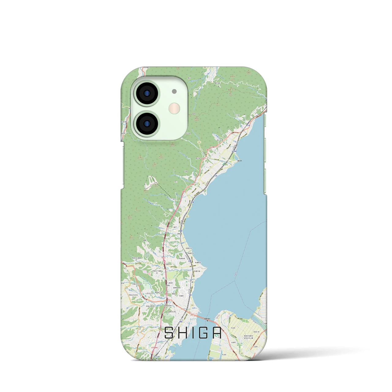【志賀】地図柄iPhoneケース（バックカバータイプ・ナチュラル）iPhone 12 mini 用
