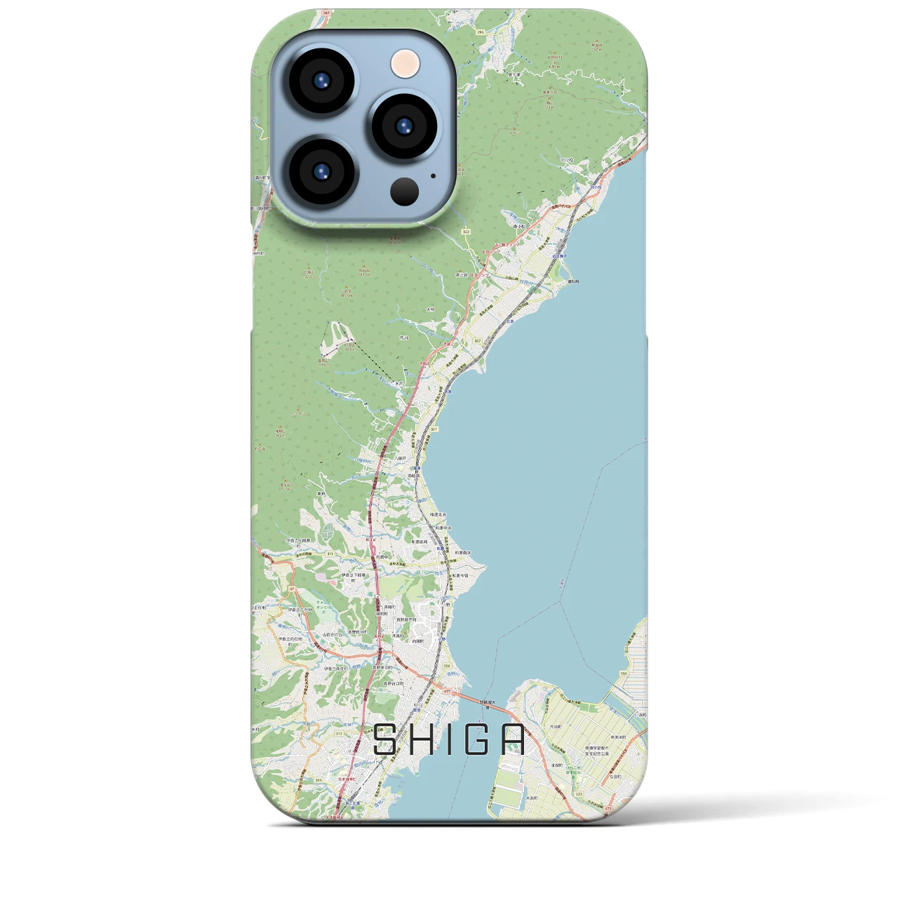【志賀】地図柄iPhoneケース（バックカバータイプ・ナチュラル）iPhone 13 Pro Max 用