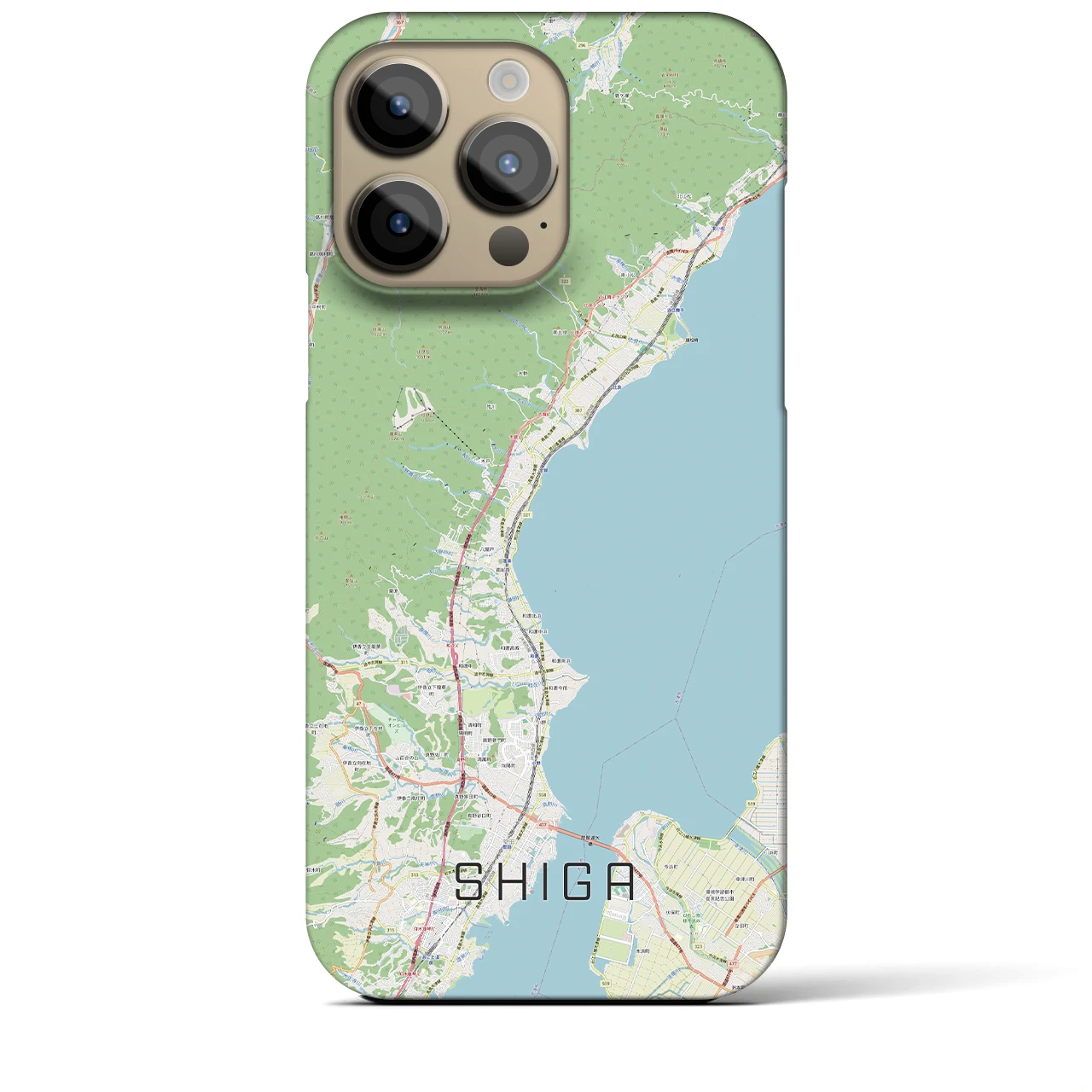 【志賀】地図柄iPhoneケース（バックカバータイプ・ナチュラル）iPhone 14 Pro Max 用