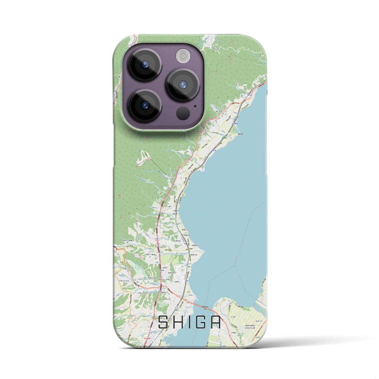 【志賀】地図柄iPhoneケース（バックカバータイプ・ナチュラル）iPhone 14 Pro 用