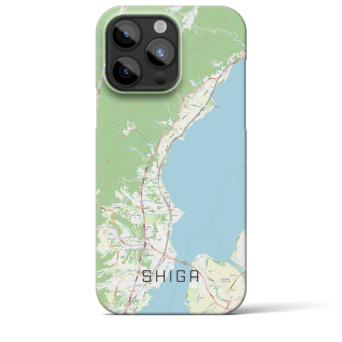 【志賀】地図柄iPhoneケース（バックカバータイプ・ナチュラル）iPhone 15 Pro Max 用