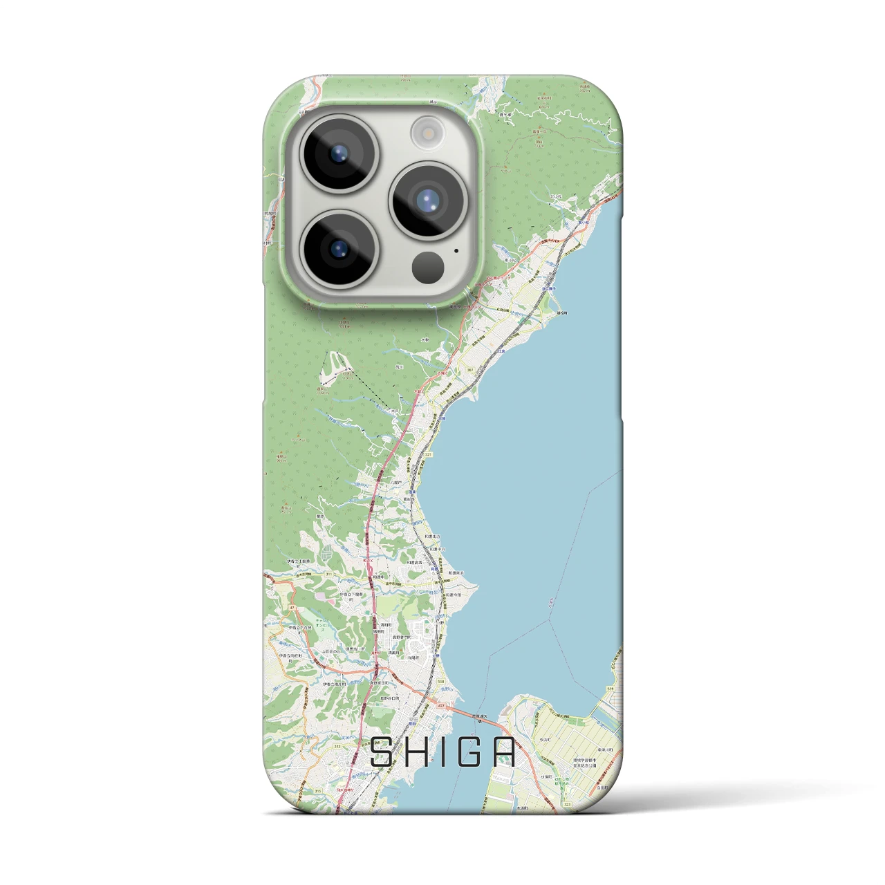 【志賀】地図柄iPhoneケース（バックカバータイプ・ナチュラル）iPhone 15 Pro 用