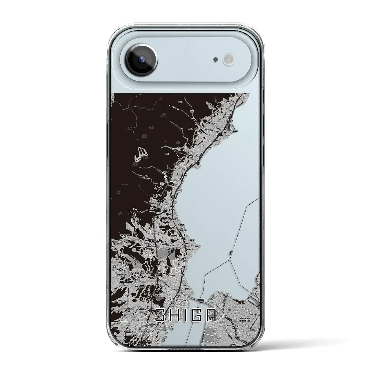 【志賀（滋賀県）】地図柄iPhoneケース（クリアタイプ）モノトーン・iPhone 17 Pro Max 用