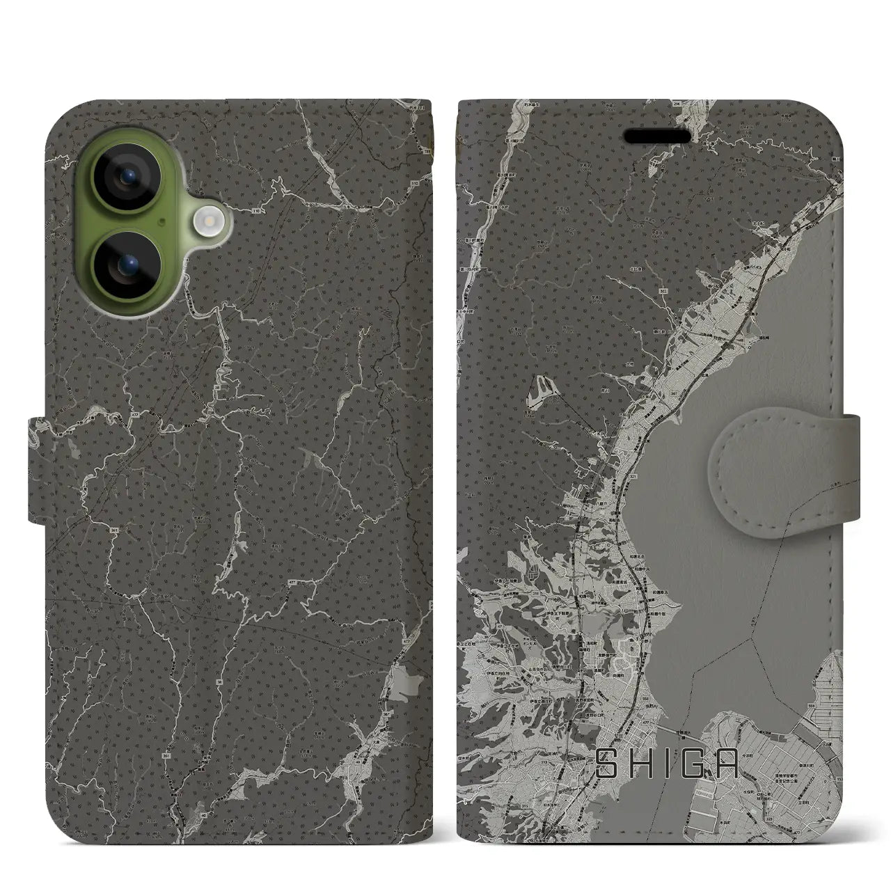 【志賀（滋賀県）】地図柄iPhoneケース（手帳タイプ）