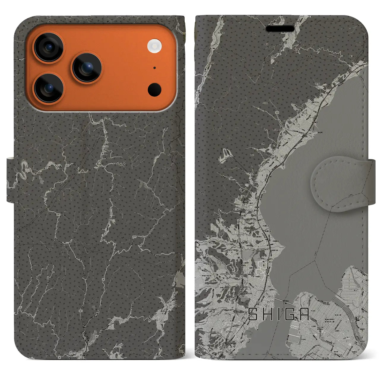 【志賀（滋賀県）】地図柄iPhoneケース（手帳タイプ）
