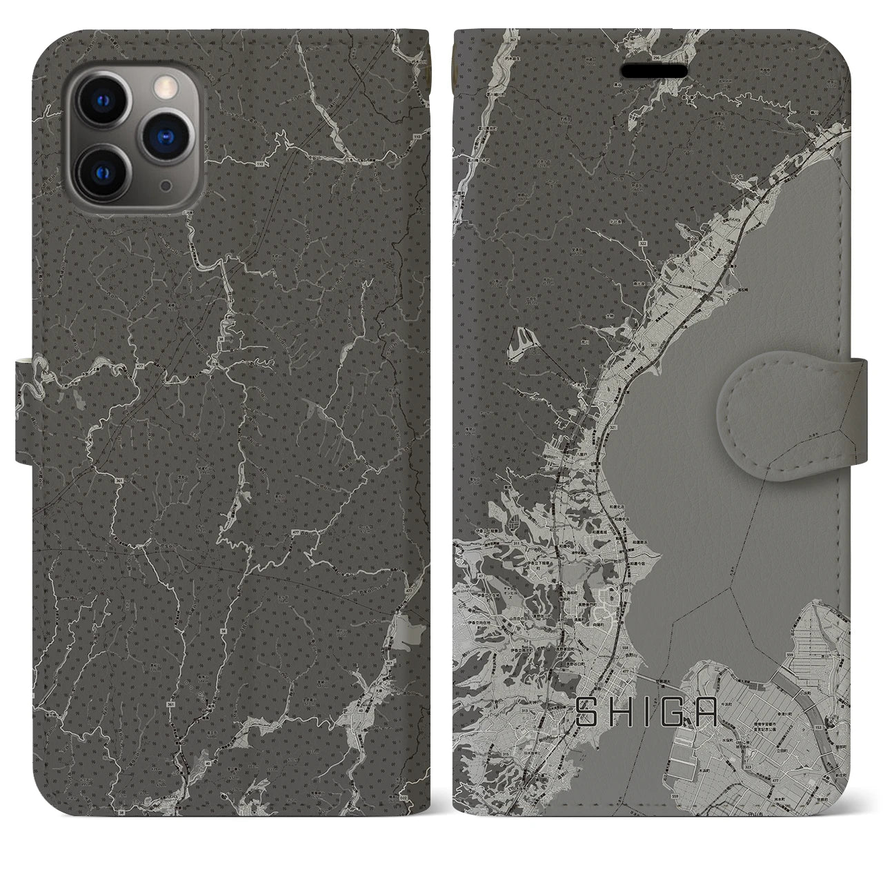 【志賀（滋賀県）】地図柄iPhoneケース（手帳タイプ）