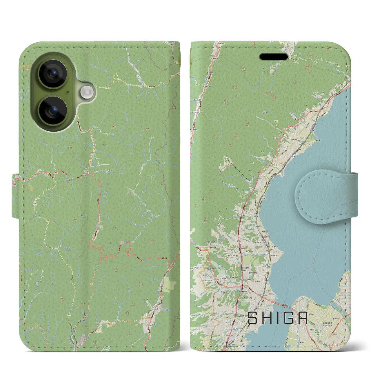 【志賀（滋賀県）】地図柄iPhoneケース（手帳タイプ）